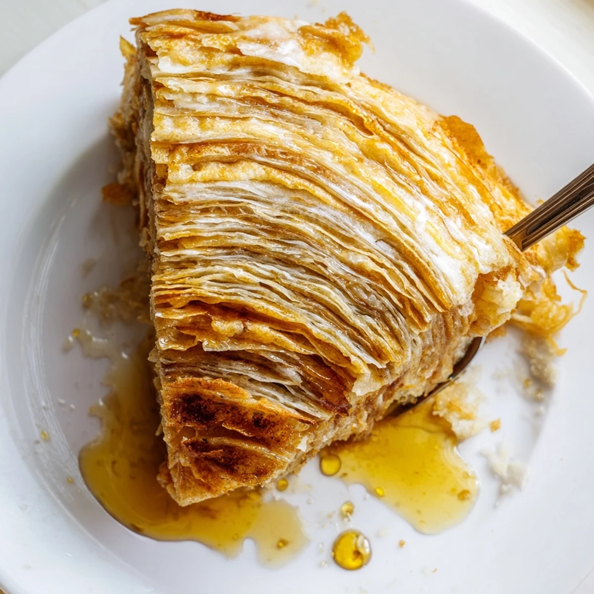 Warm Moroccan Meloui pancakes folded into squares and dusted with powdered sugar