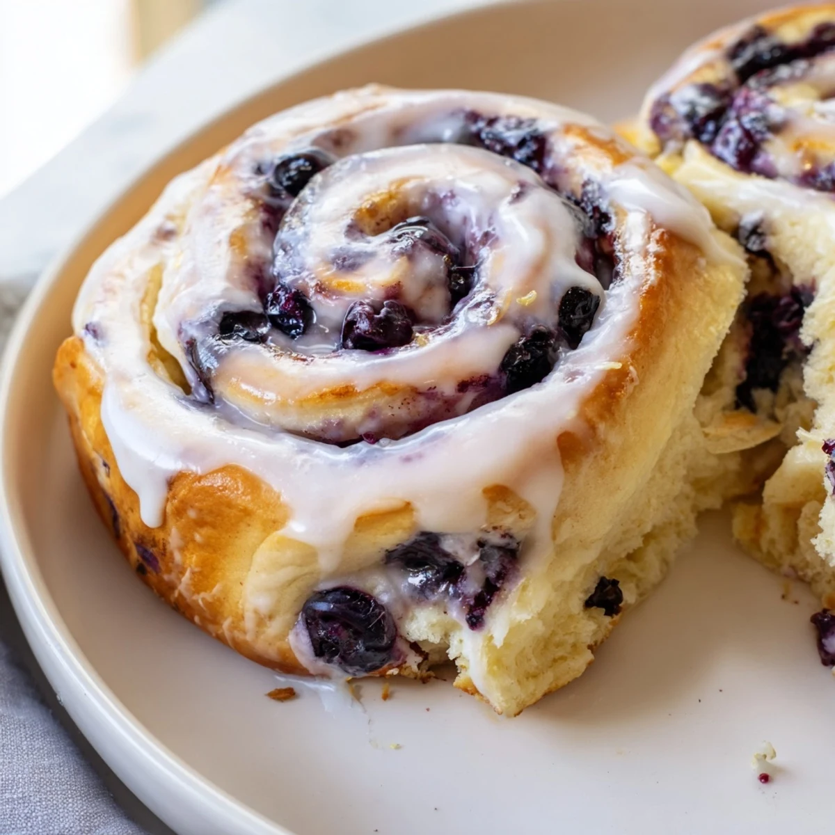 Fluffy spiral rolls bursting with sweet blueberry filling and tangy lemon zest
