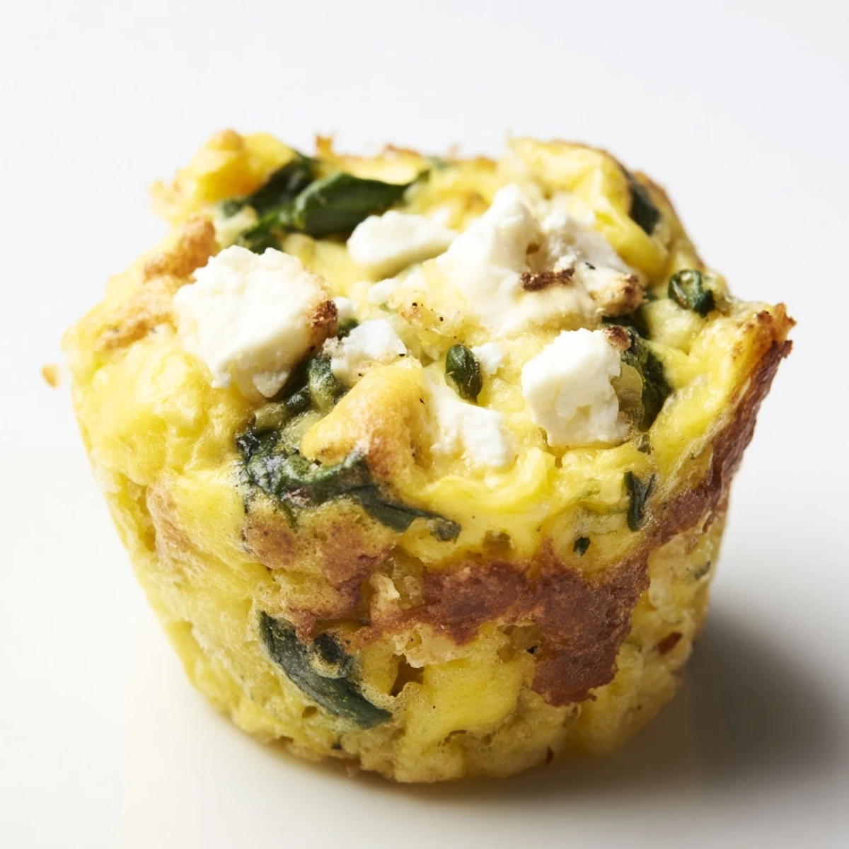 Healthy egg muffins with spinach and feta cooling in a pan, ready for breakfast