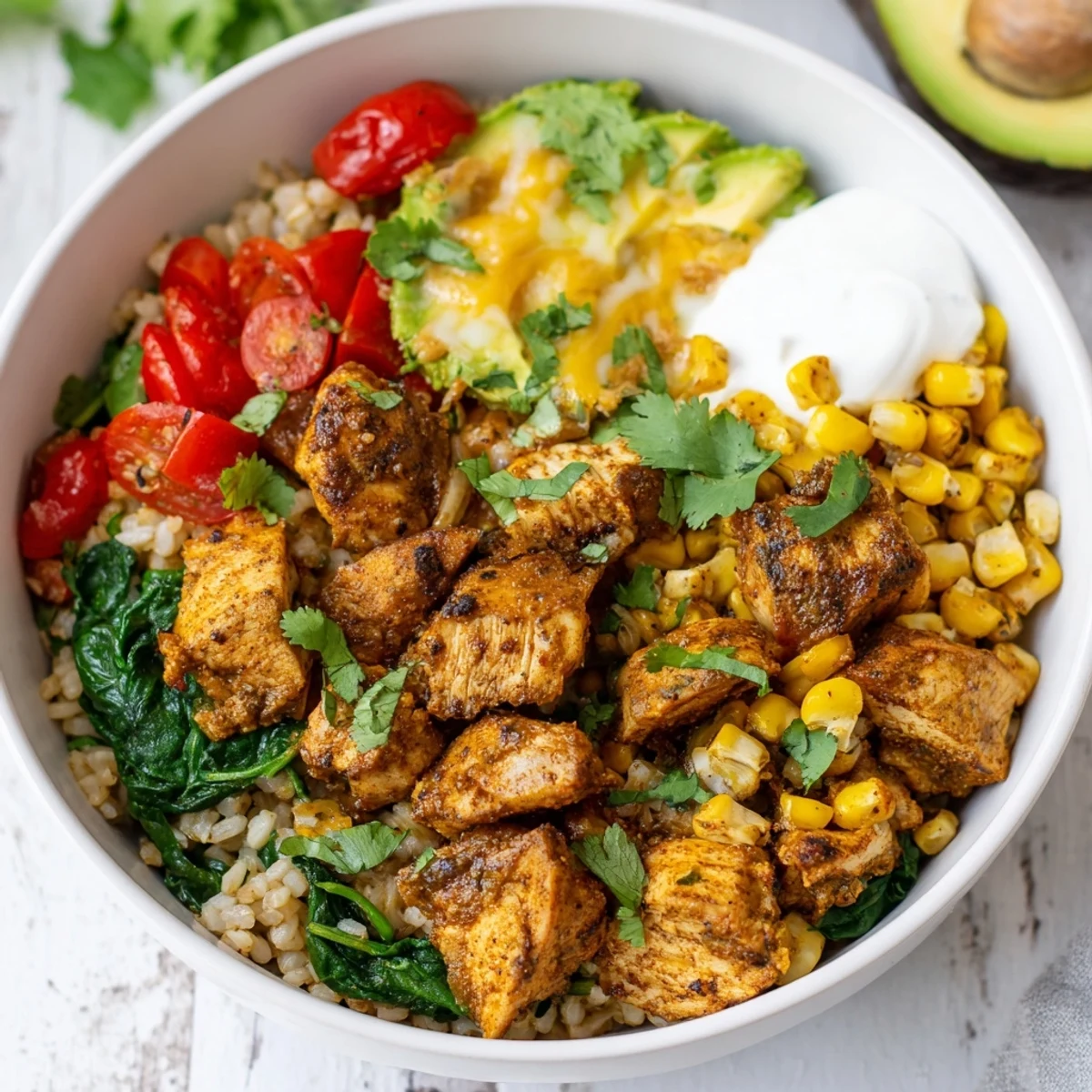 Steaming Southwest Spice Green Chile Bowl featuring tender chicken, roasted peppers, and fluffy rice