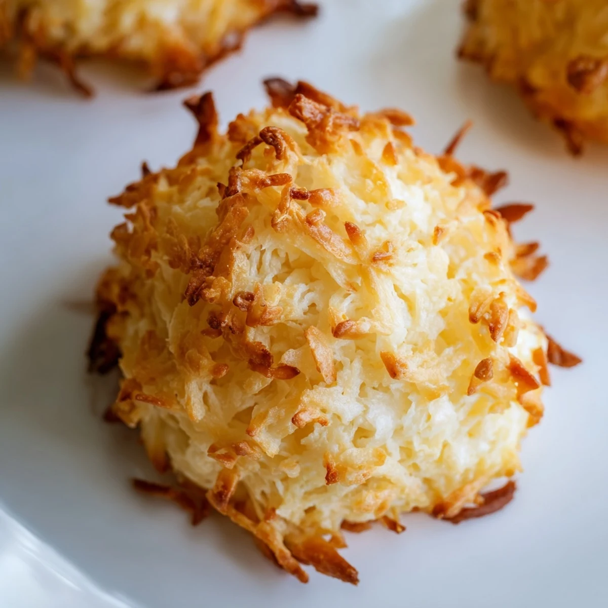 Chewy coconut macaroons dipped in rich melted chocolate arranged on parchment paper