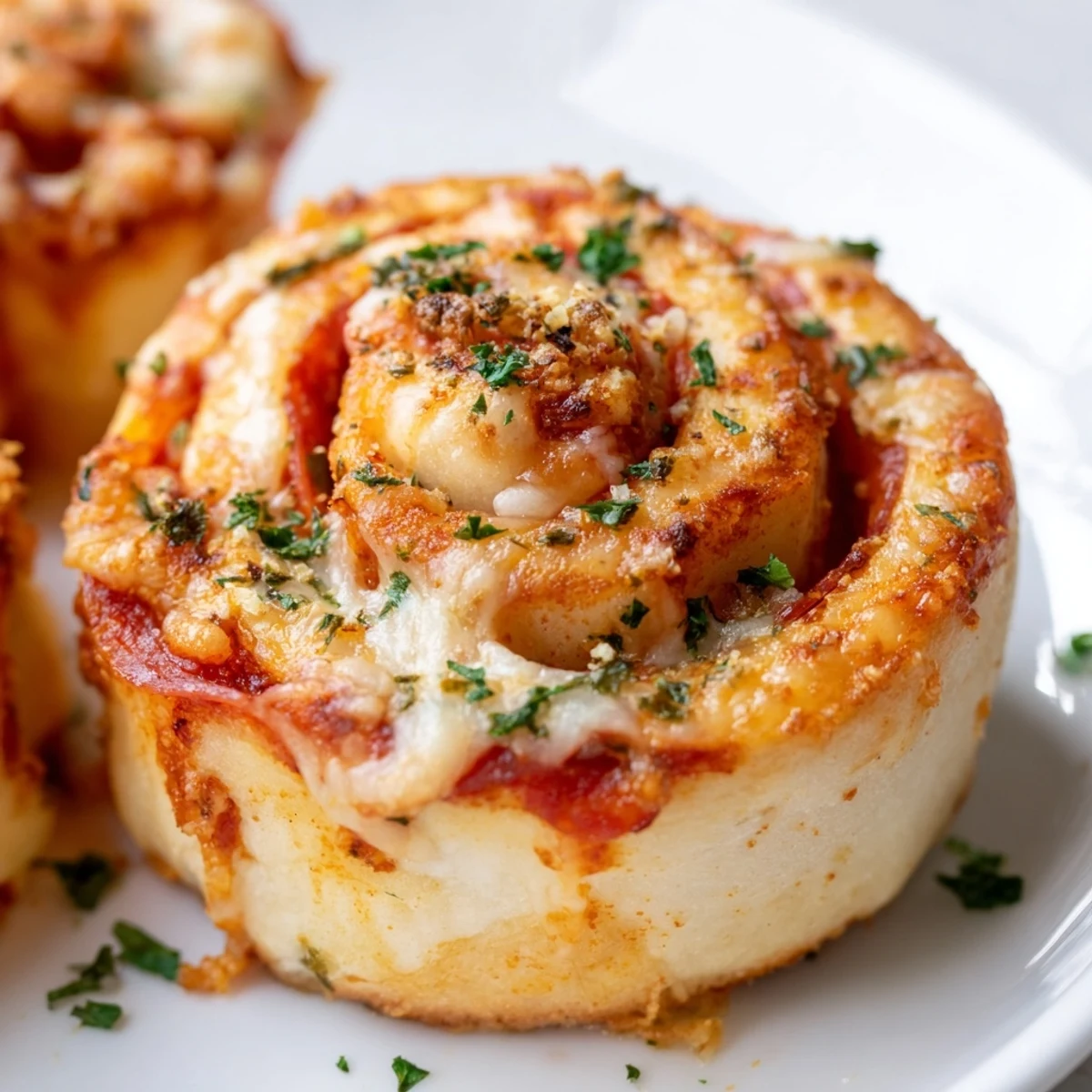 Golden pepperoni pizza roll breadsticks oozing melted mozzarella on a parchment-lined baking sheet