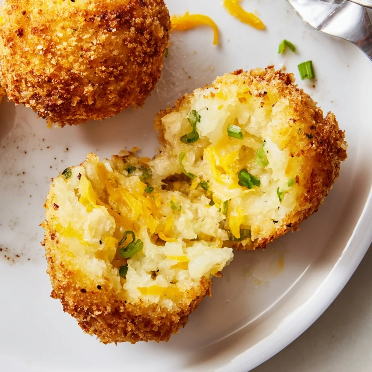 Platter of Fried Mashed Potato Balls served hot with ranch and spicy ketchup