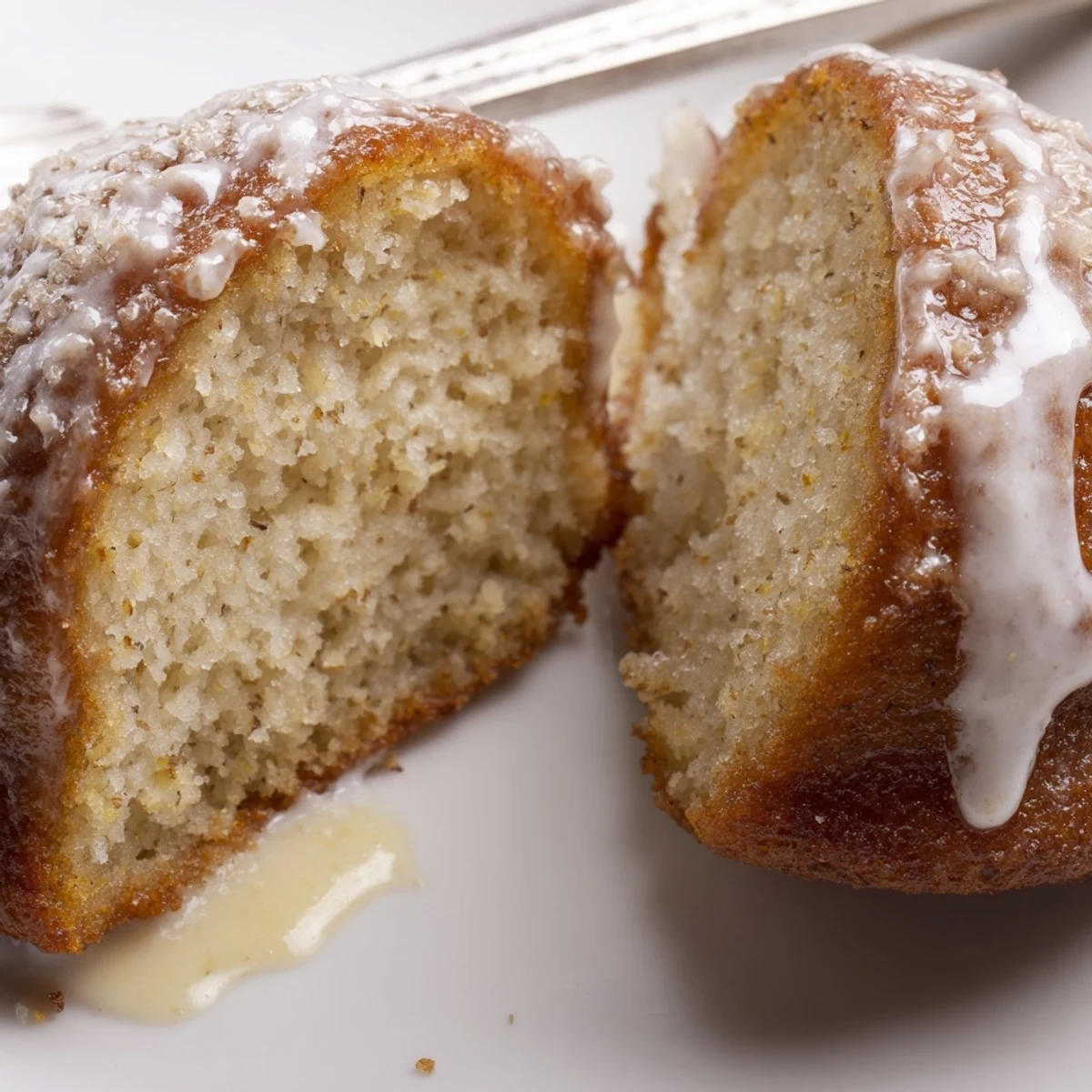 Warm Banana Donuts with glossy vanilla glaze steaming on a wire rack