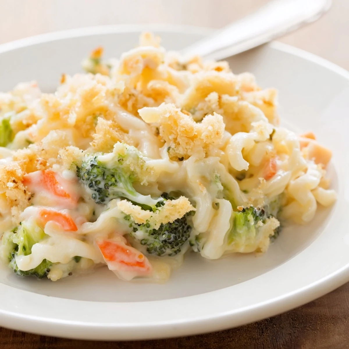 Creamy Cheese Bake Broccoli Carrots served warm, tender florets and sweet slices