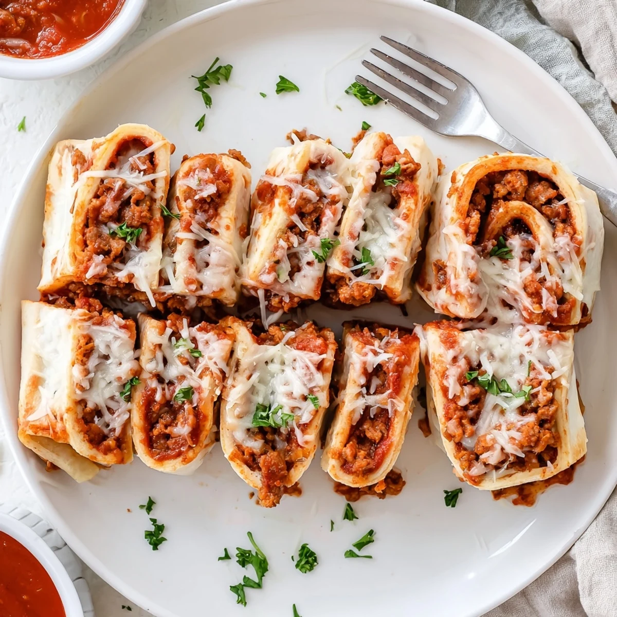 Cheesy Beef Pepperoni Pizza Roll Ups Snack Recipe perfect for parties, savory handheld bites  