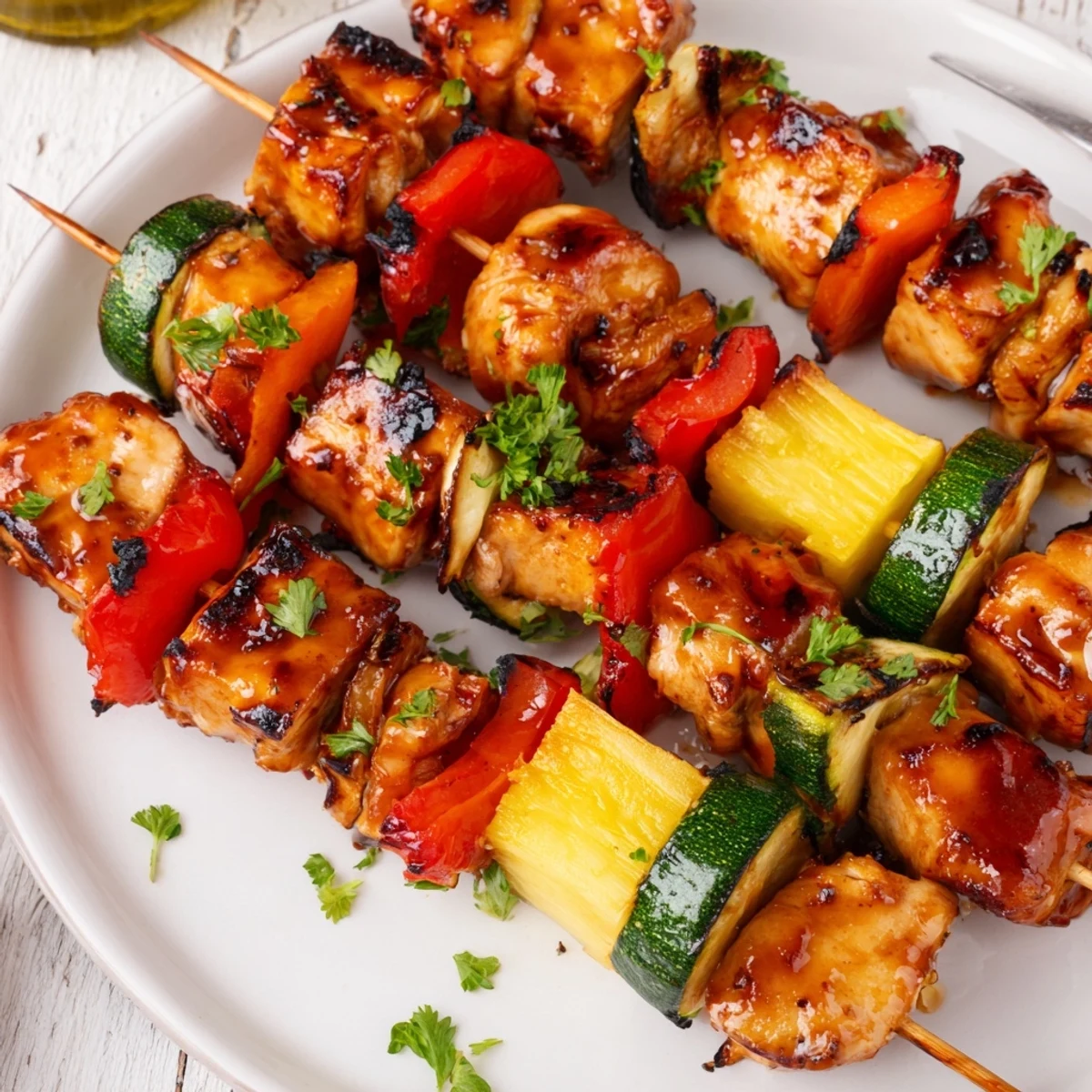 Caramelized juices and tender bites: Grilled Chicken Kabobs With Pineapple And Zucchini