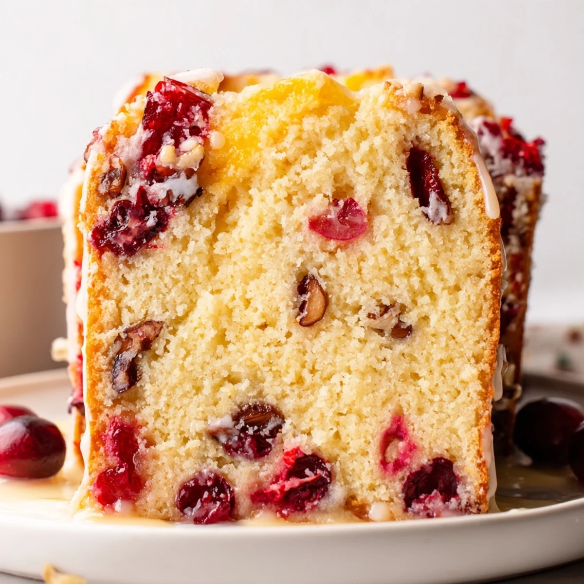A loaf of Cranberry Orange Bread cooling on rack, citrus zest visible