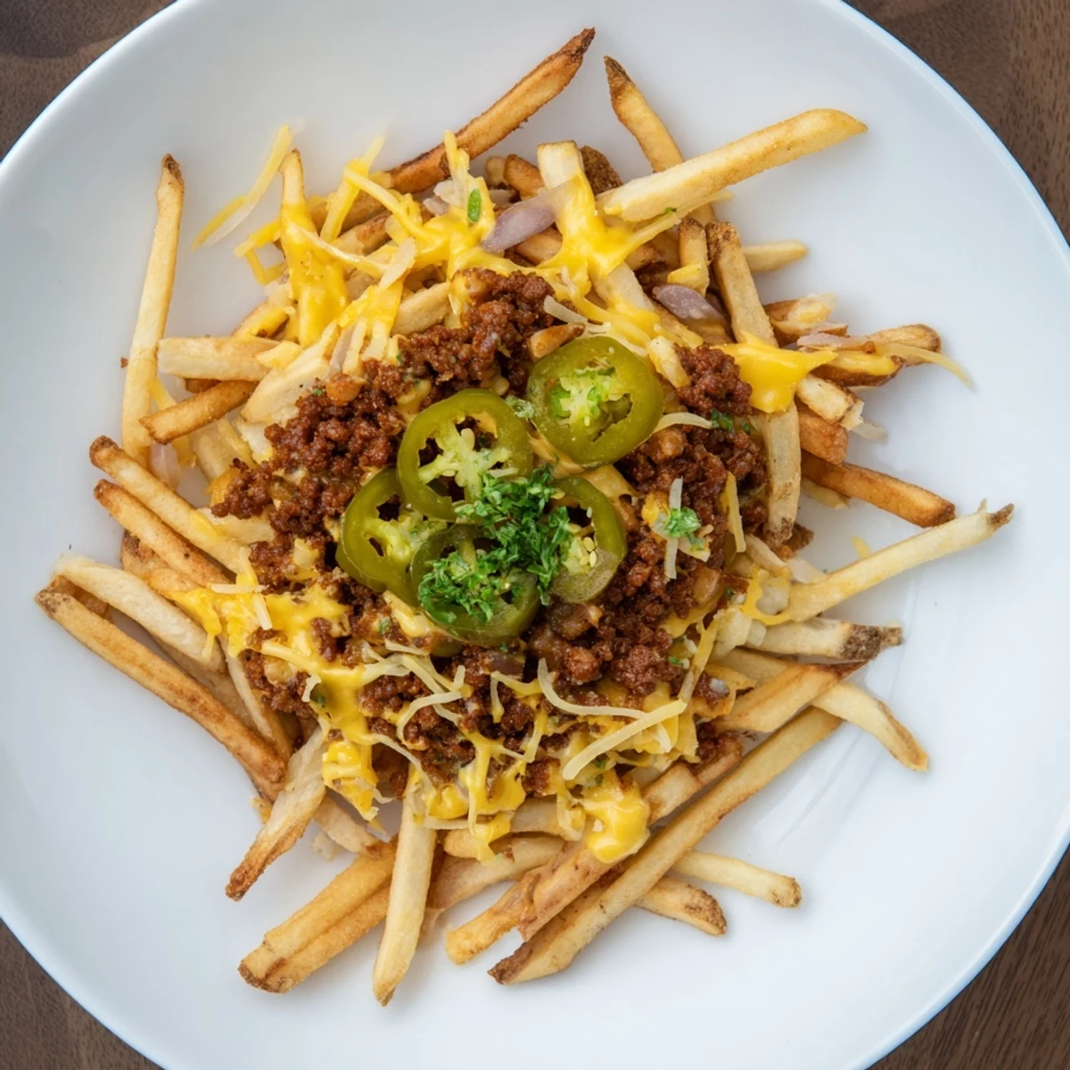 Golden oven-baked Chorizo Queso Dip Fries served hot on platter for sharing