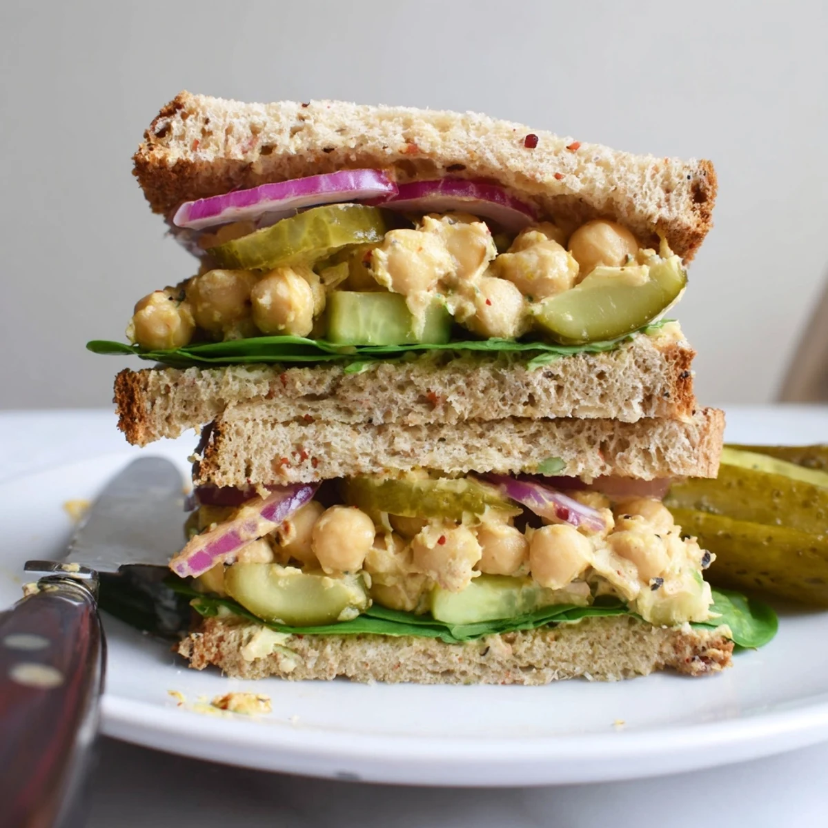 Warm Smoky Chickpea Sandwich layered with creamy avocado and zippy lemon
