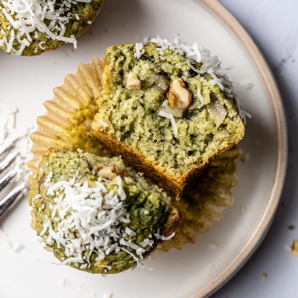 Matcha Banana Coconut Muffins