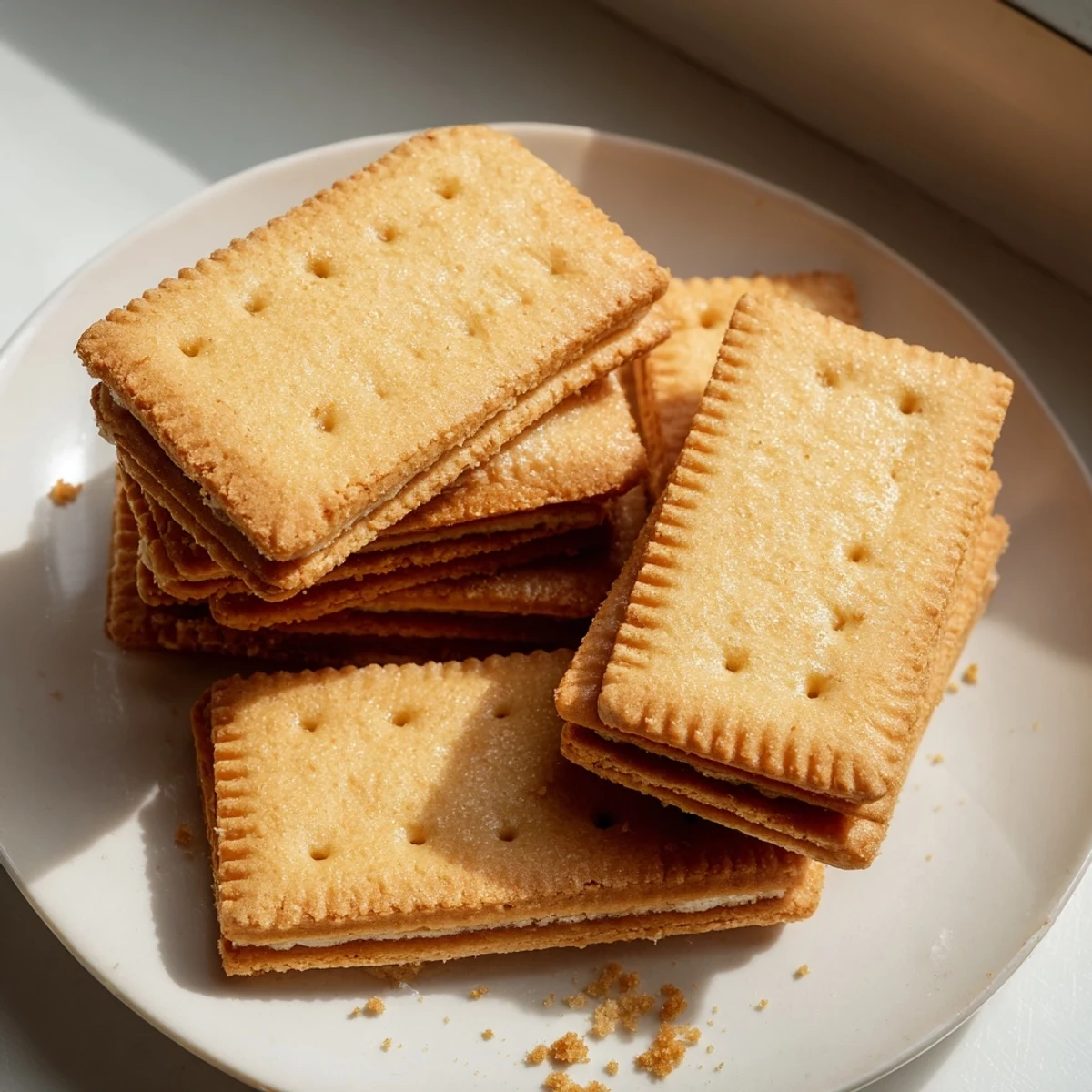 Crispy buttery Petit Beurre biscuits fresh from the oven on a cooling rack