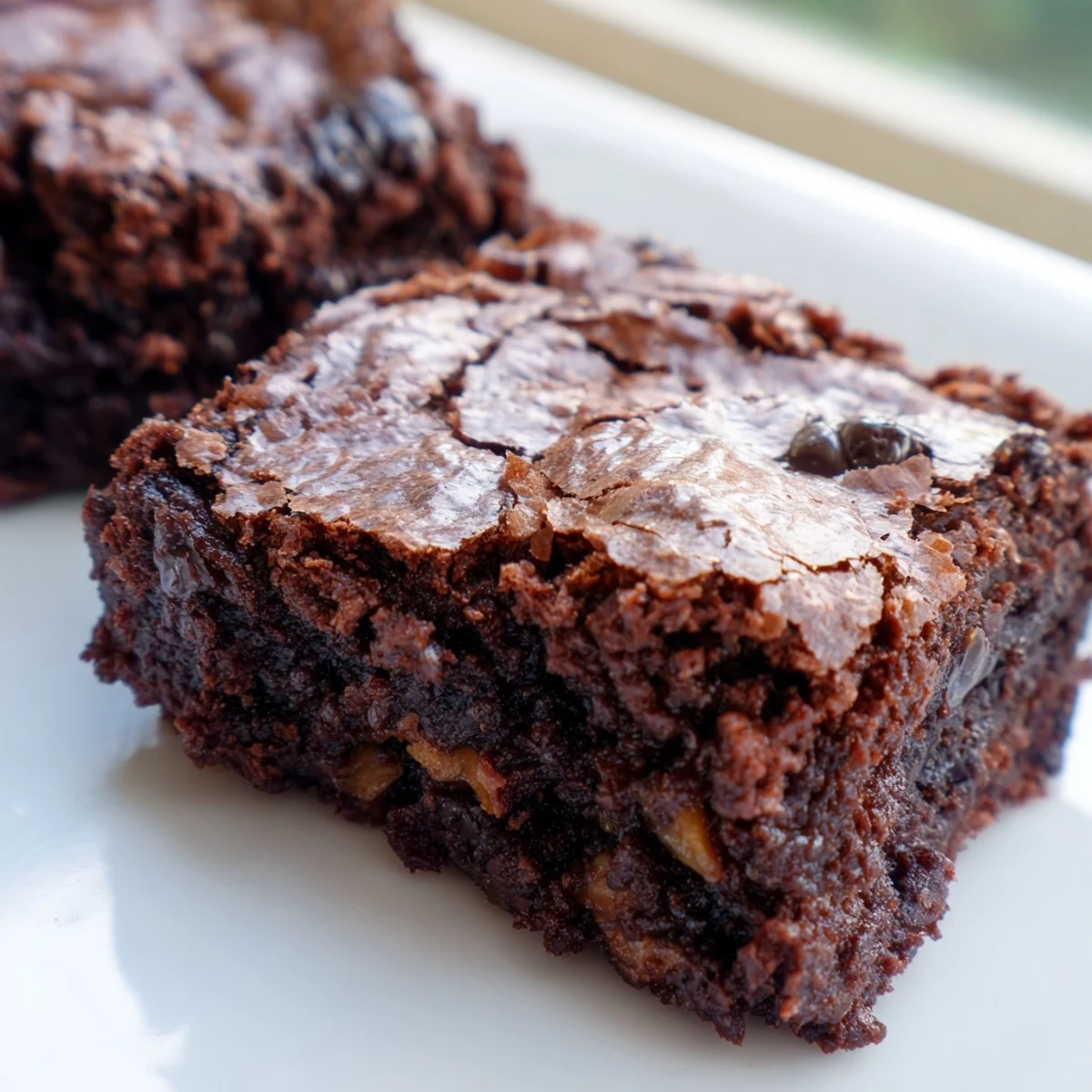 Warm homemade brownies served with a scoop of vanilla ice cream on top