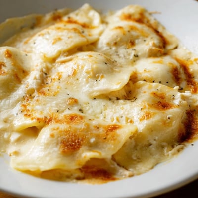 Chicken Alfredo Baked Ravioli